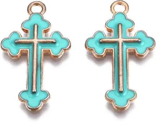 Miniatura 5 de Colgantes de aleación de cruz esmaltada Crucifijo Cruz Metal Colgantes para DIY Pendiente Pulsera Collar Llavero Joyería Fabricación Artesanía