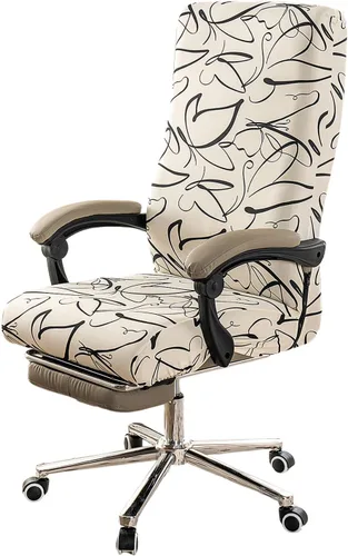 Miniatura 36 de CRFATOP Funda elástica para silla de oficina de computadora con cremallera duradera, funda para silla de escritorio giratoria universal, respaldo
