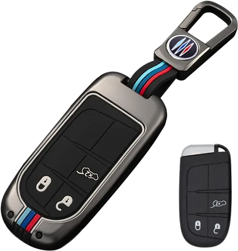 Miniatura 14 de Funda protectora de metal para llavero con llavero para Chrysler 300C Jeep Grand Cherokee 2011-2016 COMPASS 2011-2019 Cromo 3 Botones