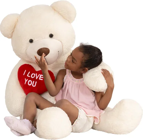 Miniatura 26 de MaoGoLan Oso de peluche gigante de 52" Oso de peluche - Te amo Corazón rojo Oso de peluche grande para regalo de San Valentín, aniversario, larga