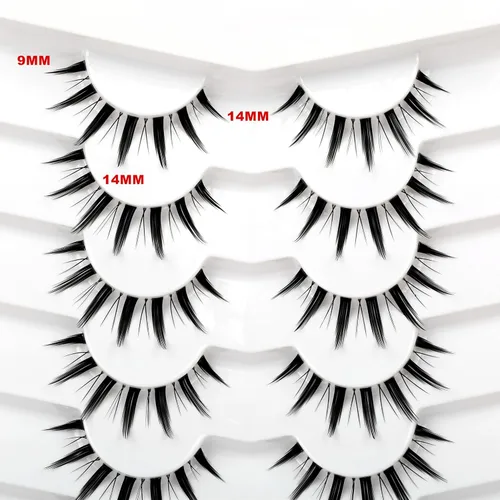 Miniatura 828 de Pooplunch - Pestañas postizas finas de visón sintético, estilo ojo de gato, naturales, cruzadas, tipo racimo, efecto 8D de volumen, tiras