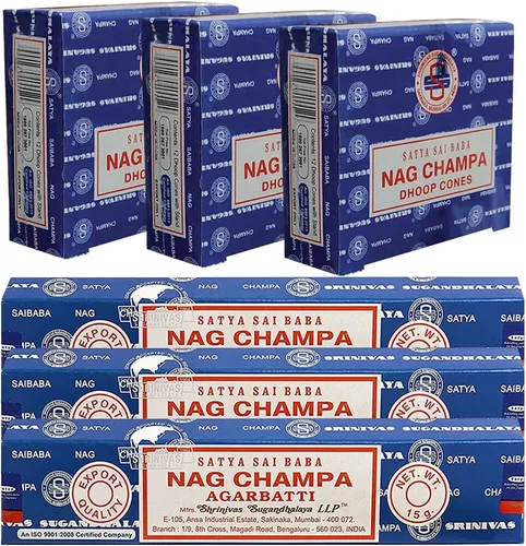 Miniatura 3 de Nag Champa - Varillas de incienso y cono de incienso Nagchampa, paquete variado de varillas de incienso Insence Insense Insiensos