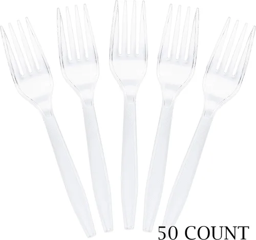 Miniatura 6 de Plasticpro Tenedores de plástico transparente desechables cubiertos utensilios 50