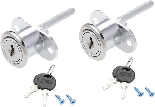 uxcell Cajón Cerradura 0.748 in Cilindro Diámetro para Escritorio Armario Locker Escaparate Plata 2 Unids plateado