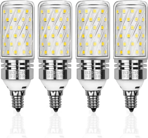 Miniatura 8 de Bombillas LED E12, 15 W, luz blanca diurna de 6000 K, 1500 lm, bombillas de rosca Edison pequeñas, equivalente a incandescente de 120 W, paquete de 4