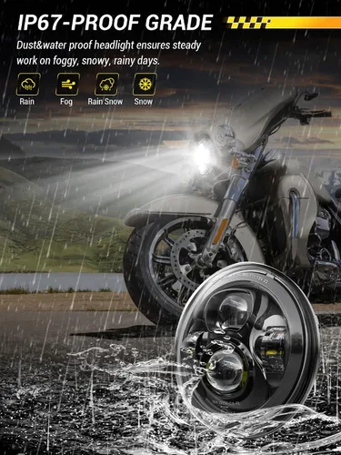 Miniatura 6 de Faro delantero LED de 7 pulgadas para motocicleta de haz alto y bajo para Touring Street Glide Road King Fatboy Heritage Softail Switchback Electra