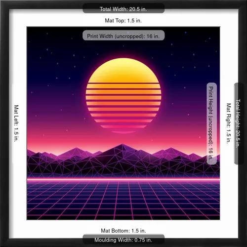 Miniatura 6 de ART.COM Wall Art Print Retro Futuristic Background 1980S Style. Digital Landscape in a Cyber World. Retro Wave Music Album on Black Frame by Kelvin
