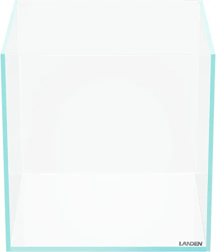 LANDEN 25C 3.7 Galones Cubo Tanque de Acuario Sin Montura de Hierro Bajo, W9.84×D9.84×H9.84 pulg(25x25x25cm) 5mm de Grosor con Almohadilla