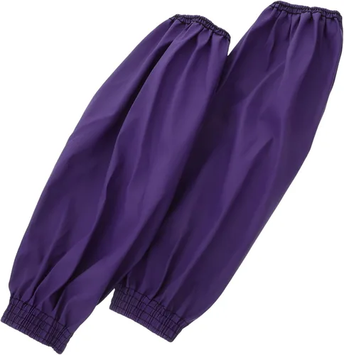 Waterproof Pu Leather Arm Sleeves Protective Oversleeves Oilproof Splashproof Long Forearm Guards for Kitchen Work and Household Tasks, 1 Pair Purple