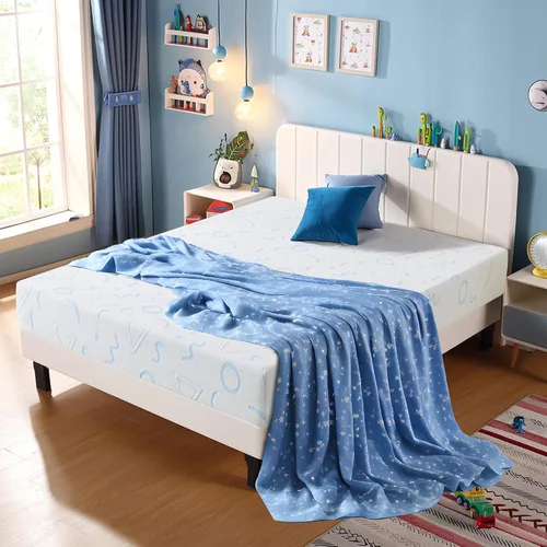 Colchón individual de 5 pulgadas para niños, colchón de espuma viscoelástica de gel para un sueño fresco, firmeza media para aliviar la presión, sin