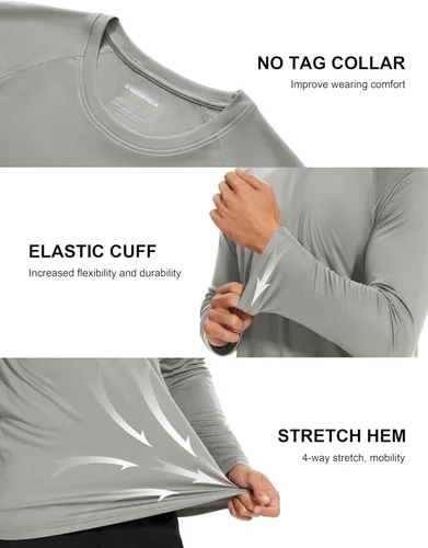 Miniatura 63 de MAGCOMSEN Camisas de manga larga para hombre, protección solar UPF 50+, camisetas atléticas para senderismo, correr, entrenamiento, protección