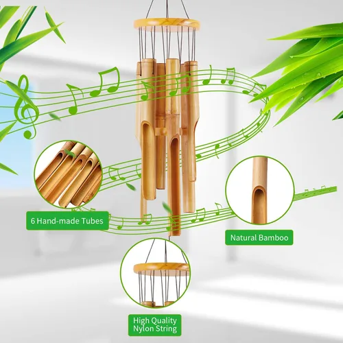 Miniatura 2 de Campanillas de viento de bambú de 32 pulgadas, regalos conmemorativos para mamá, campanillas de viento de madera hechas a mano con melodía de tono