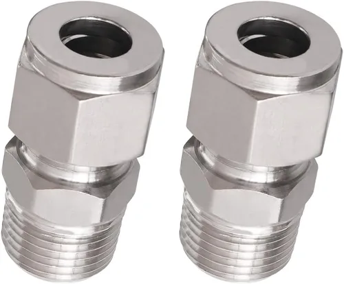 Miniatura 14 de Acoplamiento de compresión de acero inoxidable 304 para conectar tubo de 1/2 pulgada de diámetro exterior x rosca macho NPT de 1/4 pulgada