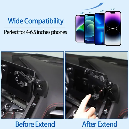 Miniatura 4 de Soporte de teléfono para automóvil para Chevrolet Corvette C8 2020-2025, soporte de teléfono celular para consola central, panel lateral de aire