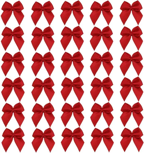 Miniatura 11 de 7Rainbows, 50 lazos de mini cinta de satén negro con flores y apliques para manualidades DIY, para costura, álbumes de recortes, boda y regalo