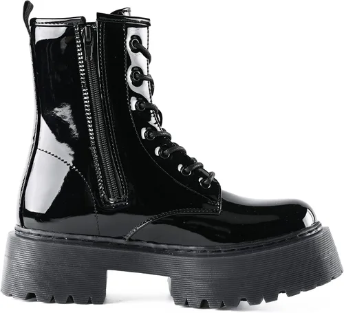 Miniatura 2 de READYSALTED Botines negros de tacón bajo con plataforma gruesa para mujer llave