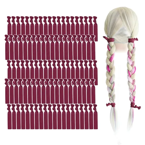 Miniatura 40 de MEEDEE Paquete de 100 lazos para el cabello, color negro, sin pliegues, nudos suaves para mujeres, sin daño, adecuado para colas de caballo, yoga