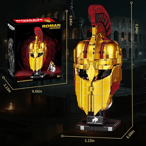 Miniatura 7 de Ideas Casco de Centurión Romano Juego de Construcción, Modelo de Exhibición para el Hogar de Casco de Soldado Genial Coleccionable, Compatible