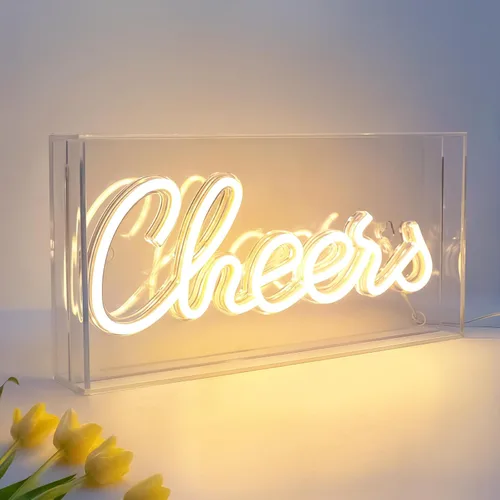 Miniatura 9 de Señal de Neón "Be Kind", Caja de Luz de Escritorio "Be Kind" de USB LED con Interruptor de ENCENDIDO/APAGADO, Letrero de Neón 3D Iluminado