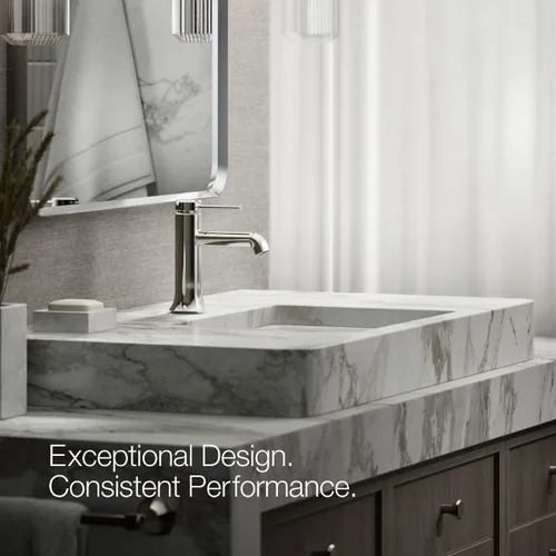 Miniatura 3 de KOHLER 27000-4N-SN - Grifo de baño de un solo mango con montaje de drenaje emergente, grifo de lavabo de baño de un agujero, 0.5 gpm, níquel pulido