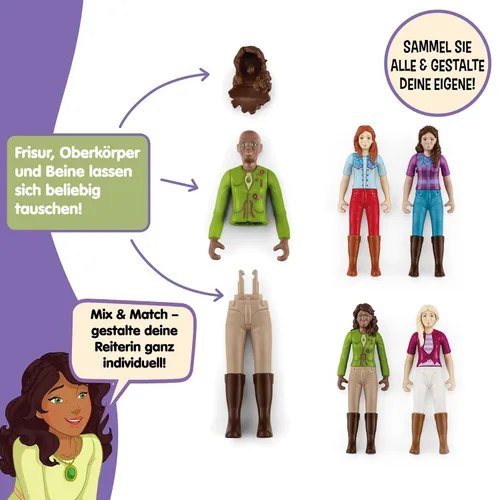 Miniatura 7 de Schleich Horse Club - Juego de 10 piezas de Sarah and Mystery - Juego de figuras de caballo y jinete con silla de montar y brida extraíbles, figura