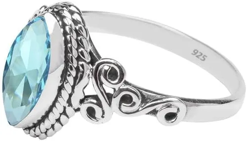 Miniatura 33 de Anillo de plata de ley 925 con piedras preciosas para mujeres y niñas, hecho a mano, anillo de promesa de piedras preciosas naturales, regalo