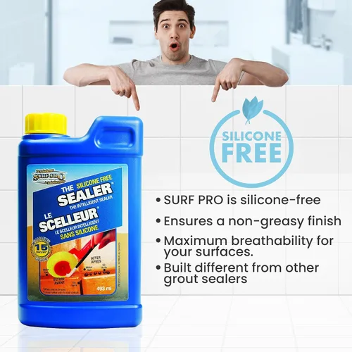 Miniatura 4 de Surf-Pro - Sellador inteligente de lechada, fórmula invisible, sin olor, sin silicona, fácil aplicación con esponja o cepillo, conserva