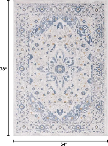 Miniatura 2 de SAFAVIEH Palma Collection - Alfombra decorativa de 4 pies 5 pulgadas x 6 pies 5 pulgadas, diseño de medallón floral, no desprende pelusa y de fácil