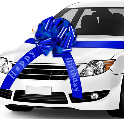 Lazo grande de regalo para automóvil, decoración de fiesta de cumpleaños y Navidad (20 pulgadas, azul rey)