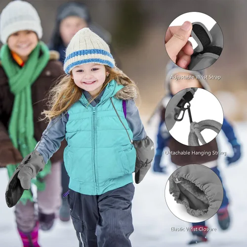 Miniatura 5 de MCTi - Manoplas de invierno impermeables con forro de sherpa y puño largo con cuerda
