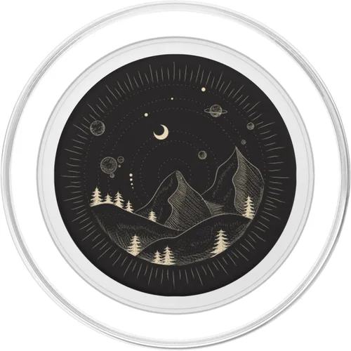 Miniatura 2 de Montañas con elementos celestiales Luna Planetas Estrellas Stellar PopSockets PopGrip para MagSafe
