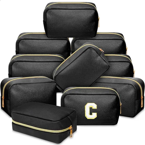 Sweetude 10 bolsas de maquillaje a granel para mujeres, regalo preparatorio, bolsa de cosméticos de piel sintética, pequeña bolsa de aseo para el