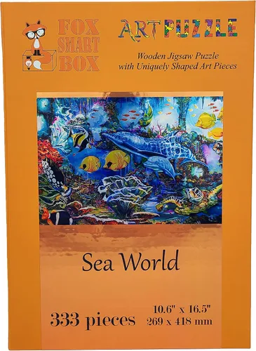 Miniatura 8 de Paquete de madera para adultos, piezas de forma única, fabricado en los Estados Unidos por FoxSmartBox - 333 piezas - Sea World