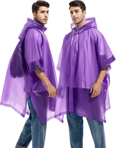 Miniatura 63 de Paquete de 2 ponchos de lluvia para adultos, reutilizables, impermeables, de supervivencia, emergencia, resistente, con capucha con cordón