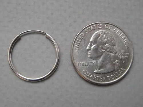 Miniatura 5 de Aretes de aro continuos sin fin de oro blanco de 14 quilates, (tubo de 0.059 in)