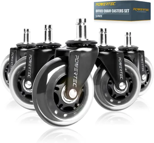 POWERTEC Ruedas Rollerblade para sillas de oficina, ruedas de repuesto para silla de escritorio de oficina, videojuegos, suaves y seguras para