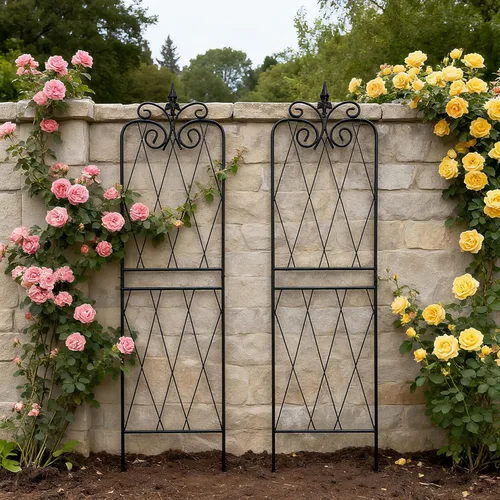 Miniatura 5 de Garden Enrejado para plantas trepadoras, 59 x 15 pulgadas, enrejados de metal inoxidables para plantas trepadoras al aire libre, estructuras