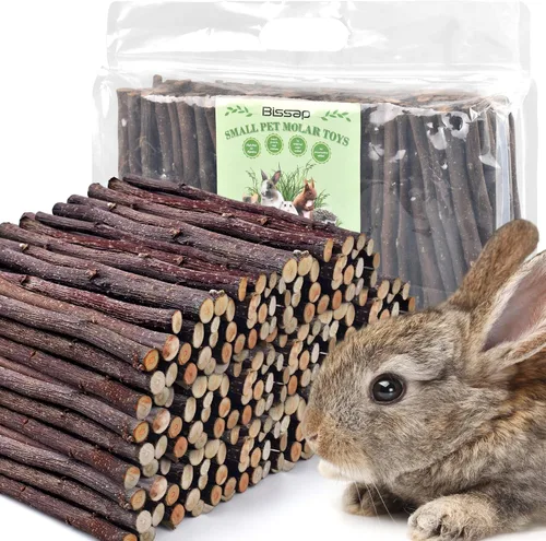 Miniatura 9 de Bissap Palitos de manzana para conejos, juguetes naturales para masticar conejitos y golosinas para Chinchilla, conejillo de indias, hámster, jerbo