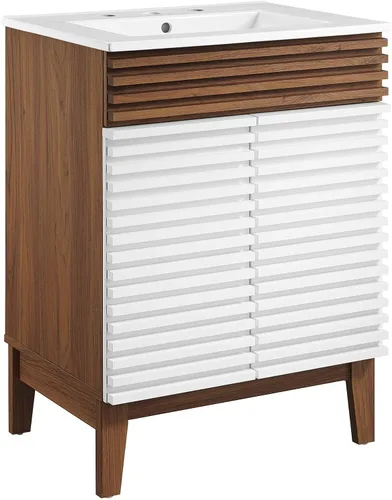 Miniatura 61 de Modway Render 23.5" tocador de baño en nogal (lavabo no incluido)