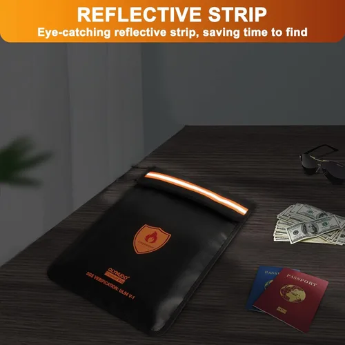 Miniatura 5 de Bolsa de documentos ignífuga – Bolsa de dinero impermeable ignífuga con cremallera para efectivo/documentos importantes/objetos de valor