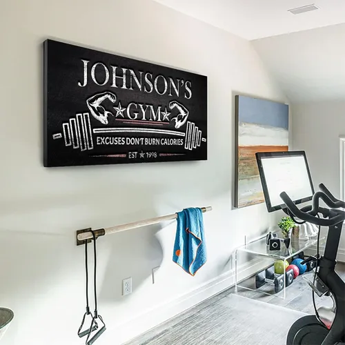 Miniatura 11 de Tailored Canvases Letrero de Gimnasio Personalizado Arte de Pared Decorativo - Lienzo Motivacional para Gimnasio en Casa, Sala de Entrenamiento