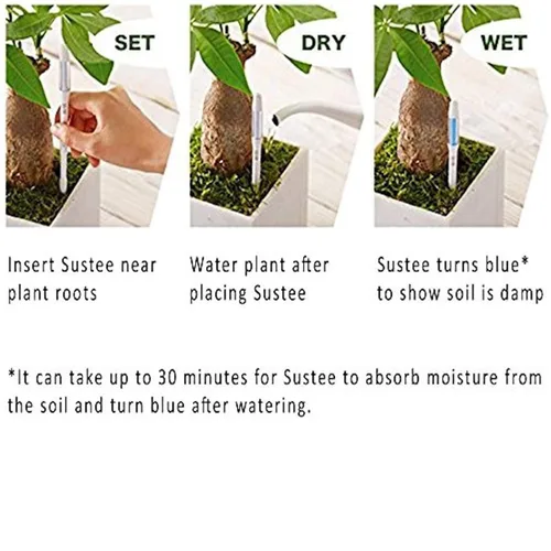 Miniatura 2 de Sustee Aquameter, juego de 4, sensor de humedad del suelo para plantas, (verde, pequeño)