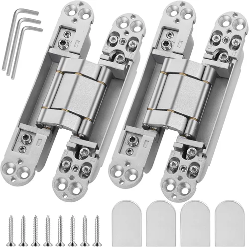Miniatura 10 de Bisagras invisibles mejoradas para puerta (2 piezas) – Bisagras ocultas negras de 6 pulgadas para puertas, ajustable de 3 vías y columpio de 180