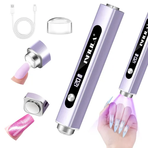 NXJ INFILILA Luz UV multifuncional de mano para uñas de gel con imán de ojo de gato, lámpara de uñas portátil de curación flash para manicura Púrpura