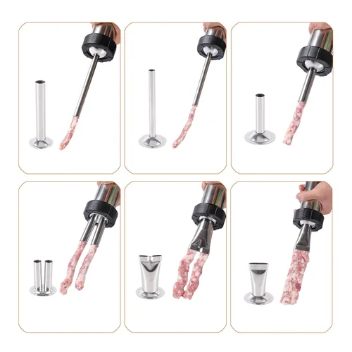 Miniatura 5 de MogaMax Kit de pistola de cecina de gran capacidad y cañón de acero inoxidable, máquina de carne de res y ciervos con 6 boquillas, 7 cepillos