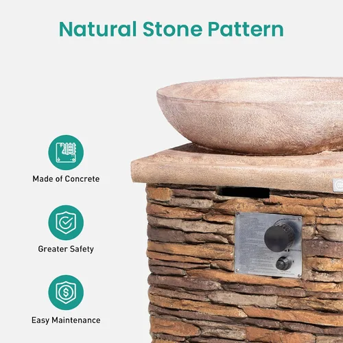 Miniatura 2 de SUNBURY Hoguera de Propano al Aire Libre, Hoguera de Gas para Patio Exterior, Mesa de Fuego al Aire Libre de Piedra, Columna de Fuego 40,000 BTU