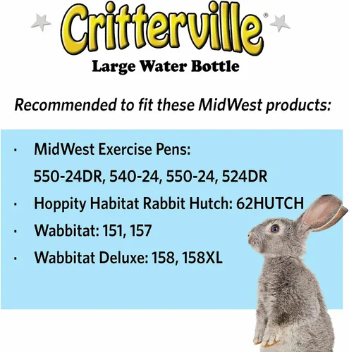 Miniatura 7 de MidWest Homes for Pets Botella de agua grande para animales, ideal para hámsters, ratones, cobayas y conejos, grande Transparente/Amarillo