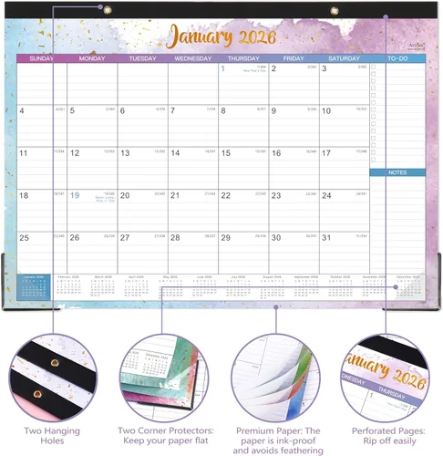 Miniatura 4 de 2026 Desk Calendar - Large Desk Calendar 2026, Jan. 2026 - Dec. 2026, 17" x 12", 12 Monthly Calendar 2026 with Desk Pad, To-do List & Notes for
