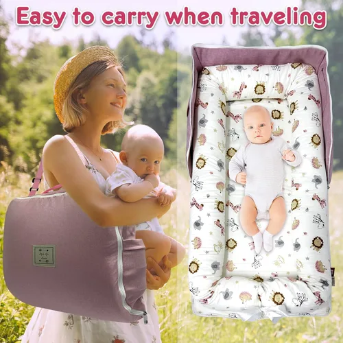 Miniatura 2 de Tumbona de bebé, tumbona portátil plegable para bebés, cubierta de nido de bebé, adecuada para 0-24 meses, tumbona para recién nacidos, nido de bebé