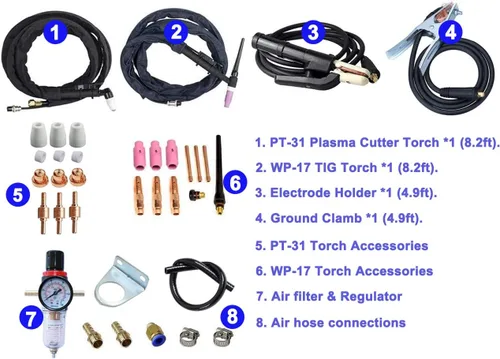 Miniatura 7 de CT418 3-IN-1 110V/220V Cortador de Plasma Multifuncional Máquina Combo, Cortador de Plasma 40A/180A Lift TIG/180A Stick Welder, 2/5 "Pantalla